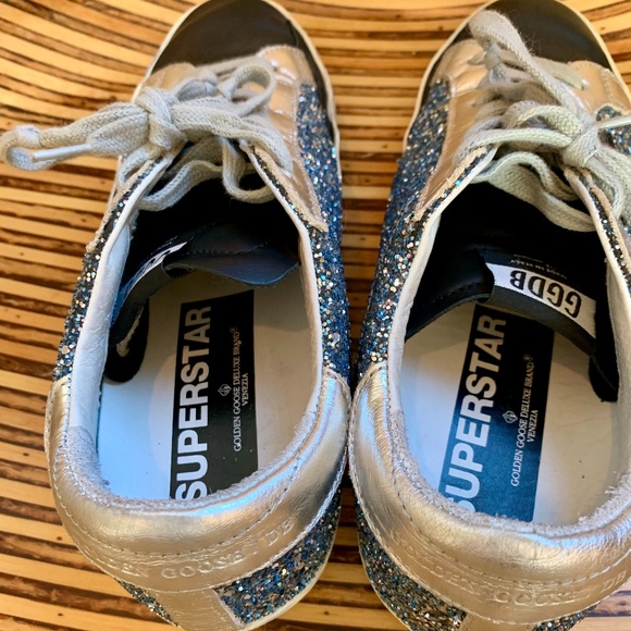 (SIZE 7) GOLDEN GOOSE NAVY/SILVER SNEAKER (37) - Picture 9 of 16